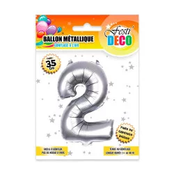 BALLON METALLIQUE 2 ARGENT 35CM