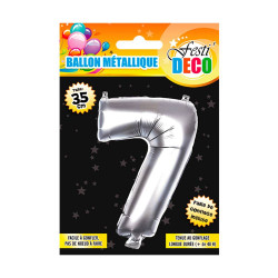 BALLON METALLIQUE 7 ARGENT 35CM