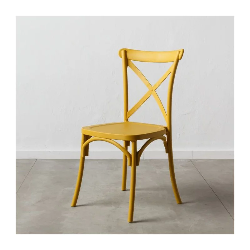 CHAISE CROSS JAUNE 48,50 X 43 X 91 CM PO