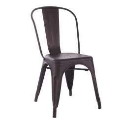 Chaise Dallas industrielle noir patiné or en métal l45xL52,50xH85cm