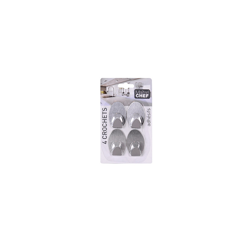 4 CROCHETS ADHESIFS INOX