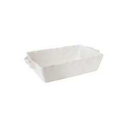 PLAT À FOUR RECTANGLE BLANC EN GRÈS 32X21X7cm