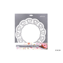 12 PIÈCES PAPIER DENTELLE ROND BLANC D34cm