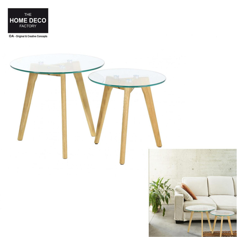TABLE GIGOGNE EN VERRE TREMPÉ X2