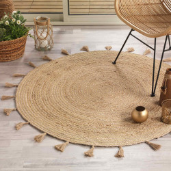 TAPIS SANDA OR D120 CM JUTE UNI+LUREX+PO