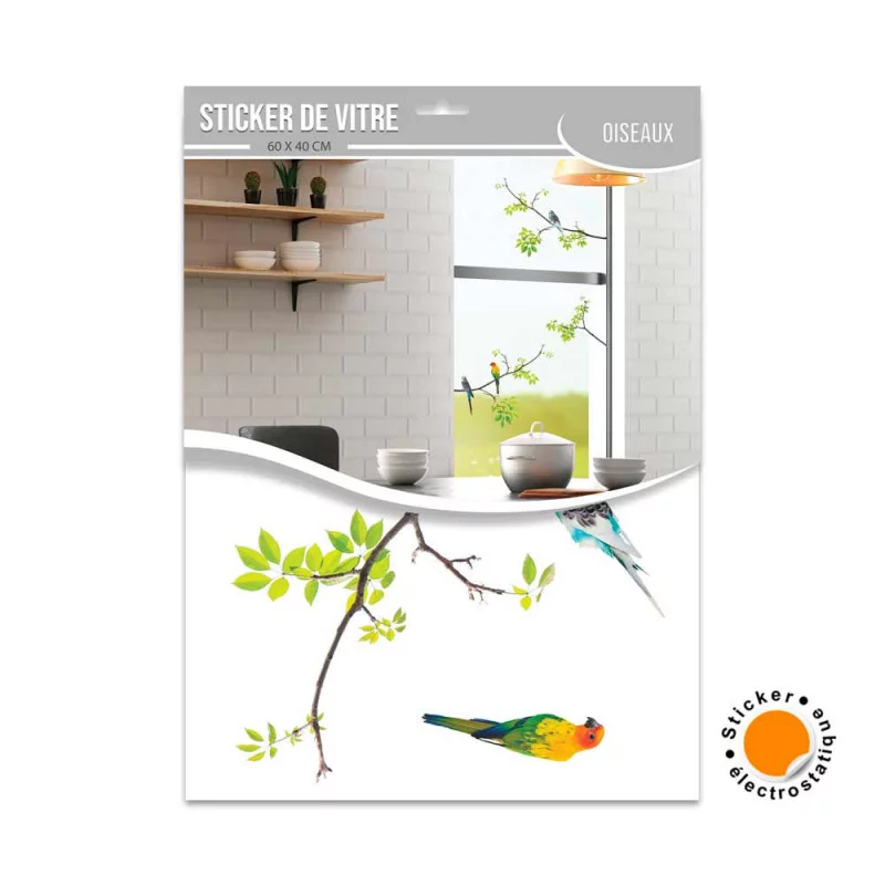 STICKER DE VITRE OISEAUX BRANCHE