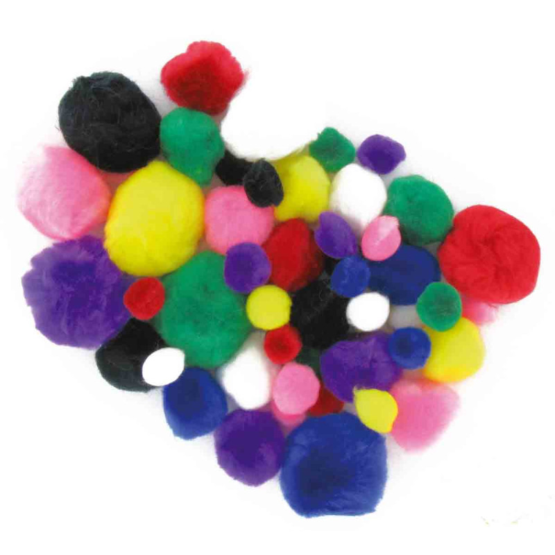Assortiment 48 pompons 15, 25, 35 mm