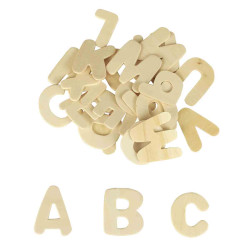 26 LETTRES ALPHABET EN BOIS BRUT 3-4 CM,